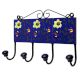 Blue Floral Ceramic Tiles Hooks-455 (Set Of Ine Piece)